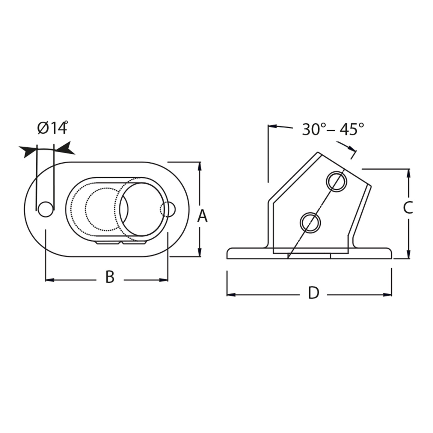 C59A - Angle Base Flange (30° to 45°)